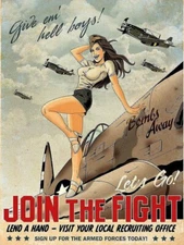 JOIN THE FIGHT WWII  PINUP BEAUTY ADVERTISING 5x7 GLOSSY  REPRINT