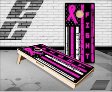 Breast Cancer Awareness Flag Cornhole Boards Bean Bag Toss Game