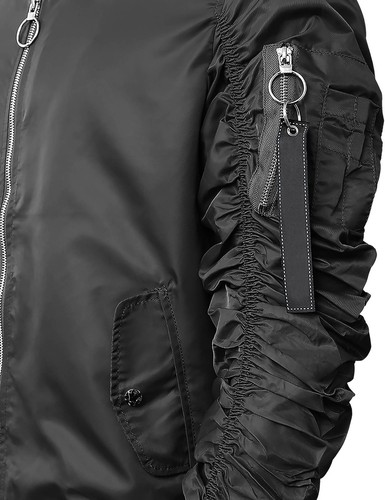 GIACCA BOMBER DA UOMO Windbreaker Zip Up Casual Lishgt Manica Raccolta ARRICCIATA - Foto 6 di 32