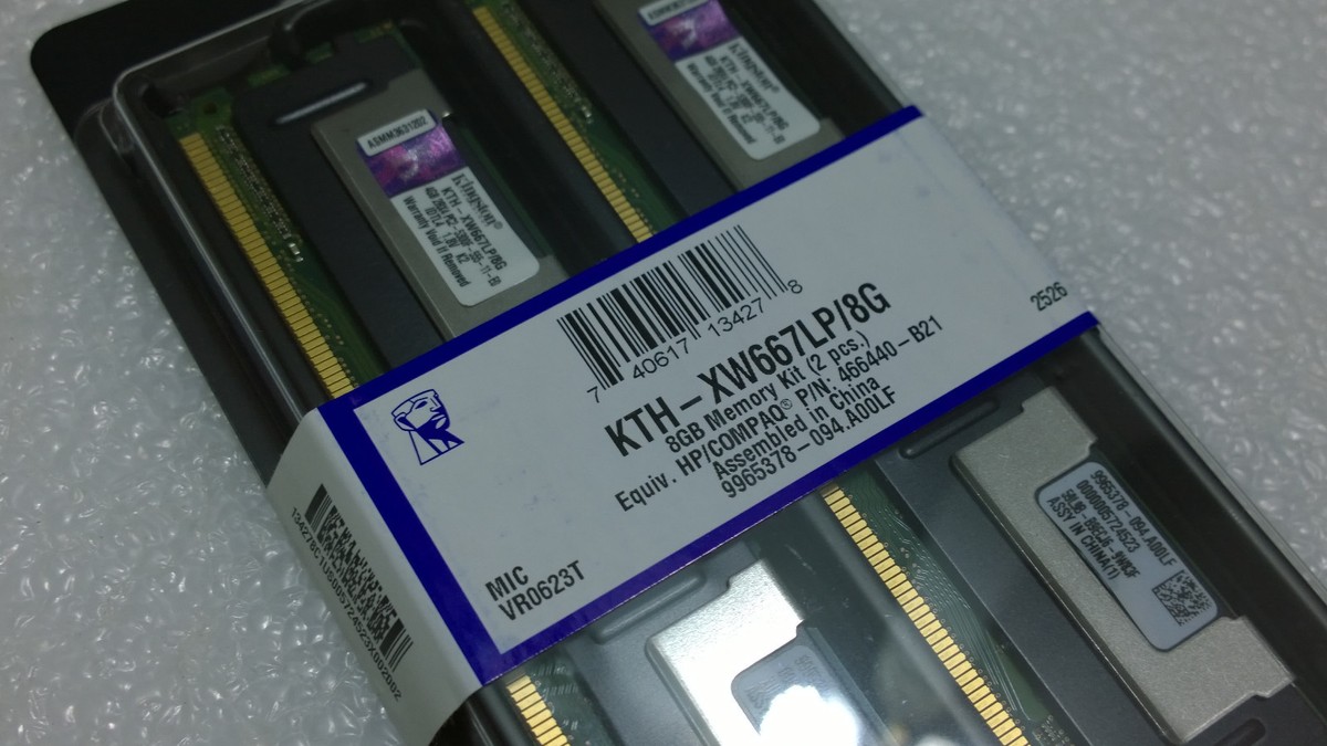 Lot De 8 Barrettes Mémoire Kingston KTH-XW667/64G - 8 Go Chacune, DDR2 FB-DIMM, 64 Go Total - Occasion Testées