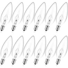 E12 60 Watt Incandescent Candle Light Bulbs, Chandelier Light 60Watt-12Packs