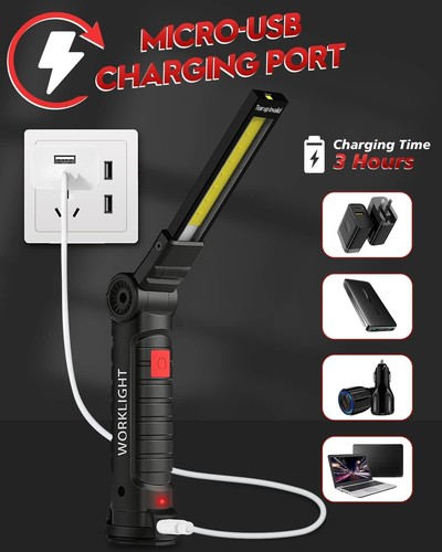 LED Work Light Portable Folding Rechargeable Magnetic Worklight Mechanic Reading - Bild 6 von 12