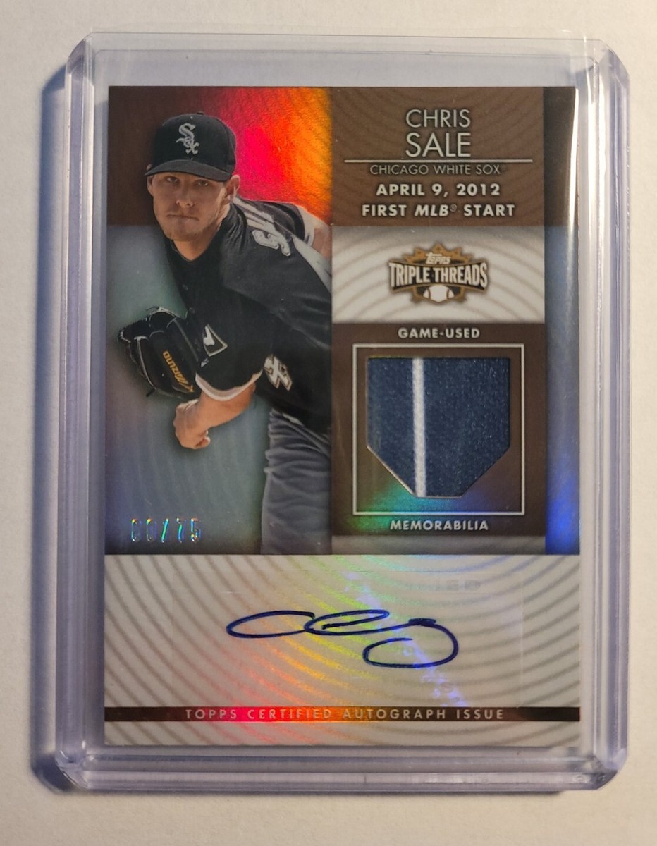 Chris Sale 2012 Topps Triple Threads Auto /75 Game Used Mem. First 