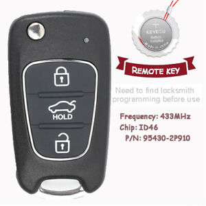 Upgraded Flip Remote Key 433MHz ID46 for KIA RIO 2011-2014 PN:95430-1W050 