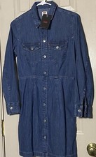 Levi's Ellie Denim Mini Dress Snap Front Cotton Long Sleeve Size Small NWT