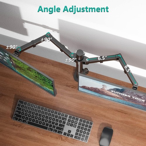 WALI Dual Monitor Desk Mount, Monitor Stand for 2 Monitors up to 27Inch, Dual - Picture 4 of 7