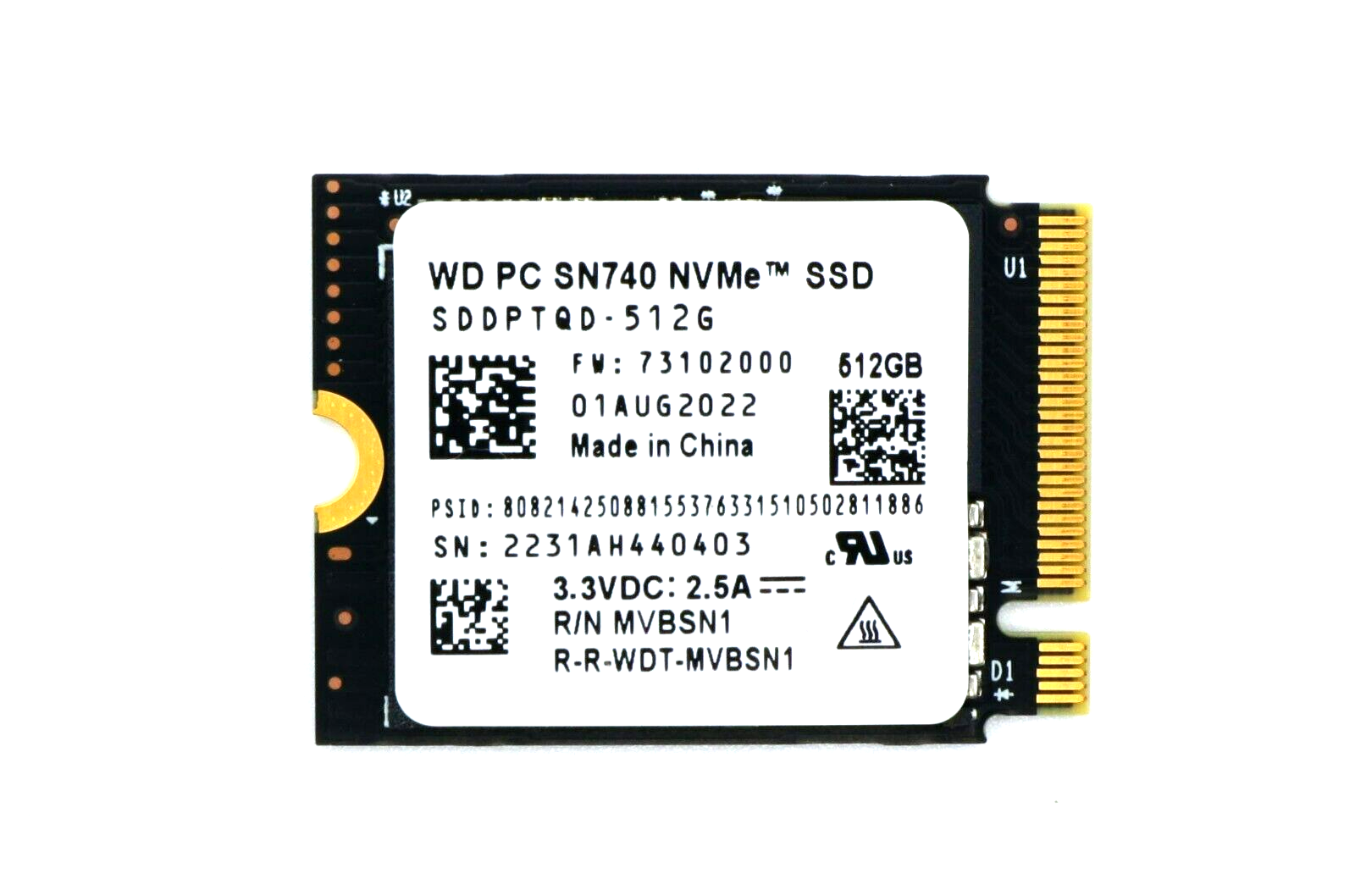 内蔵型SSD Western Digital PC SN740 512GB NVMe SSD Western Digital PC SN740 512GB M.2 2230 NVMe Internal SSD (SDDPTQD