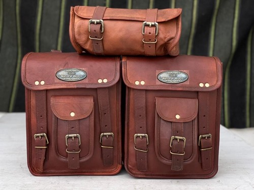Leather Motorcycle Saddle Bags 