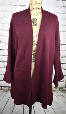 H by Halston NEW NWT Women's Burgundy Red Ribbed Cardigan Sweater 1X