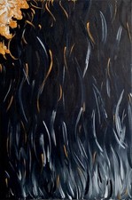 Quadro Astratto moderno 40x60 nero oro bianco. Pezzo unico