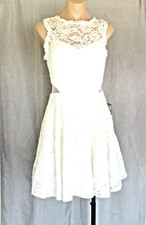 Xscape dress gown Size 10 white illusion lace  tulle underskirt New fit & flare