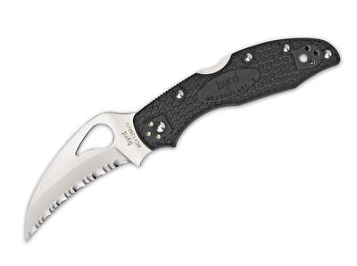 Byrd Hawkbill Serrated Taschenmesser 8Cr13MoV FRN Wellenschliff Backlock BY22SBK