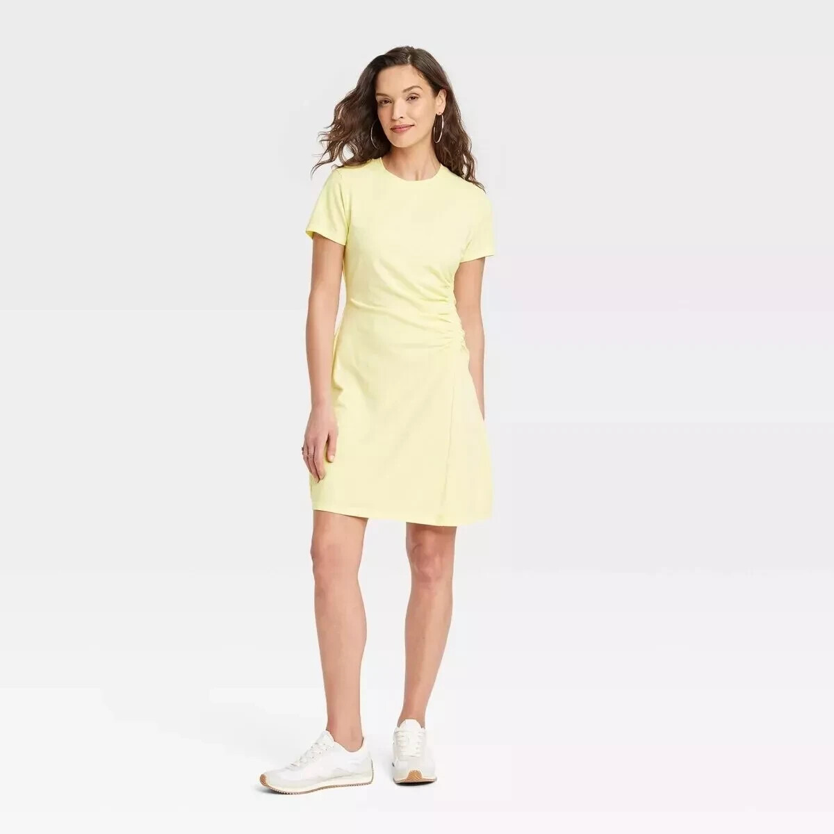 Universal Thread Women's Short Sleeve Ruched Knit Mini T-Shirt Dress