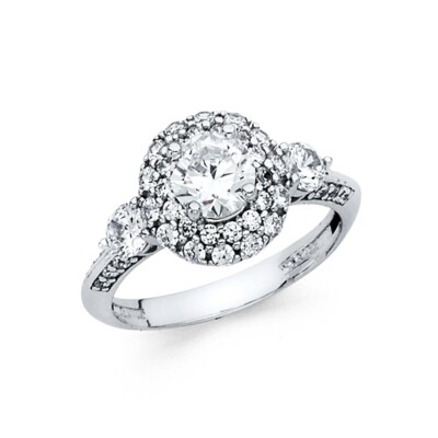 GOLD - 14K White Gold Cubic Zirconia Engagement Ring | eBay