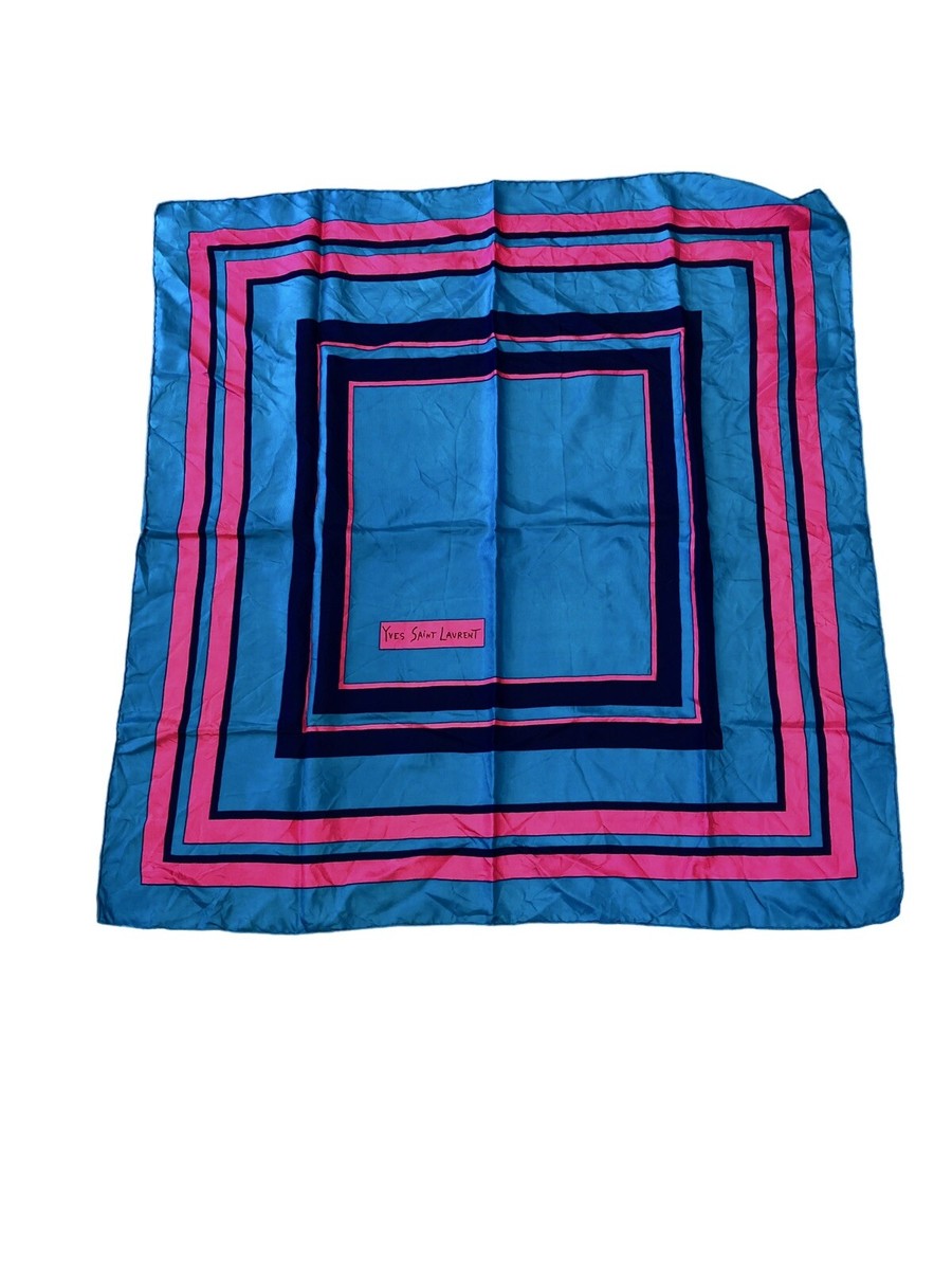 Yves Saint Laurent Silk Square Scarf Bold Colors Stripe Versatile