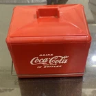 Vintage Coca Cola Red Plastic Toy Miniature Cooler With Metal Handle
