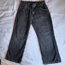 Wrangler Youth Boys 14 Husky Straight Leg Dark Wash Black Denim Cotton Jeans