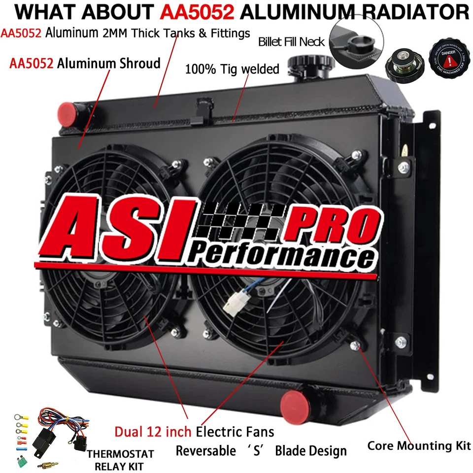 4 Row Radiator+Shroud Fan For Holden Hj Hx Hq Hz Kingswood V8 Chevy 1971-1980 - image 2 of 4