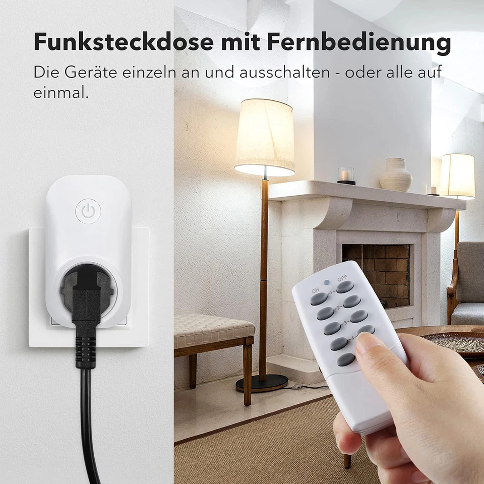 Funksteckdosen Set Aus 5 Steckdosen Mit 2 Fernbedienungen 3680W Ferngesteuerte S - Bild 2 von 4