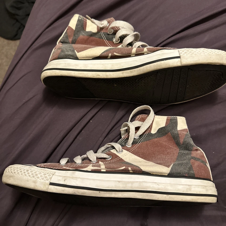 Zapatillas altas EVH Van Halen 5150 rojas/blancas/negras a rayas talla 8,5 para hombre usadas Foto 4 de 4