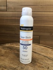 NEUTROGENA CLEAR BODY SUNSCREEN SPRAY 5 OZ - Exp 9/26 2.79 per gallon