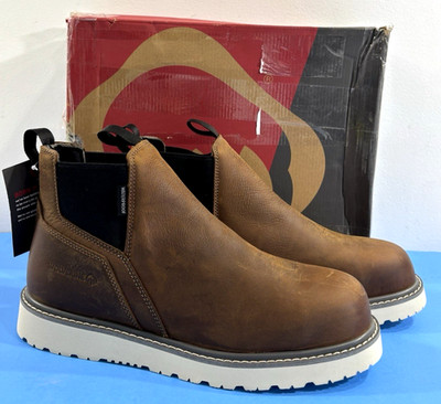 NIB 11 M MENS WOLVERINE TRADE WEDGE ROMEO STEEL TOE WP BOOTS W231101 SUDAN BROWN