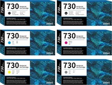730 Ink Cartridges 6-Pack High-Capacity Compatible with HP RumbaRex HP730 BN