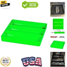 Toolbox Tray: Stackable Garage Organizer Tray in Green with 3 Compartments - ...