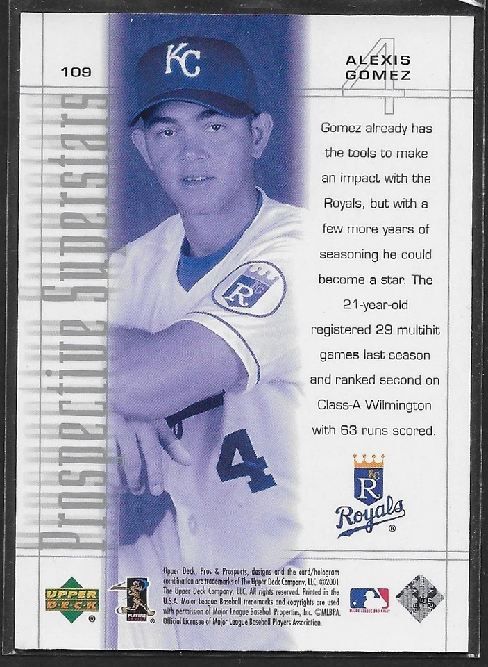 2001 Upper Deck Pros and Prospects #109 Alexis Gomez PS RC #'d/1250 - Image 2 of 2
