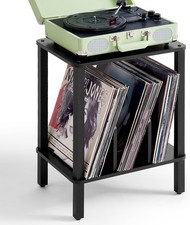 2-tier Black Vinyl Record Storage Holder Stand Player With Up To 100 Albums