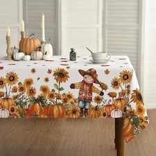 Fall Tablecloth 60 84 Inch Rectangular, 60" x 84" Rectangular White