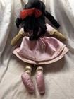 Nutcracker Ballerina Plush Doll w/ Black Hair Pink Dress Red Bow Pink Shoes — photo 4