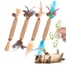 4 Pack Cat Chew Toys Silvervine Sticks Catnip Kitten Dental Care