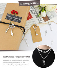 Vintage Skeleton Key Charms, 20 Type of 40PCS Antique Silver Key Charms for N...