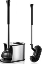 Toilet Plunger and Brush Set: 2 in 1 Stainless Steel Rustproof Combo with Deep