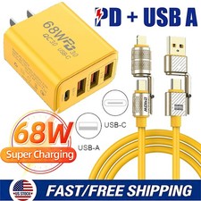 68W Super Fast Charging USB C Wall Charger For Samsung S26 S25 Ultra A17 A16 USA