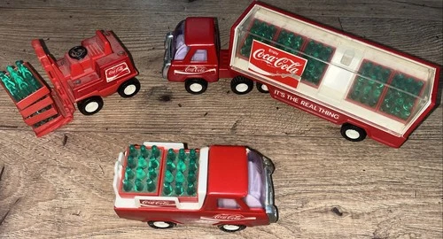Vintage Coca-Cola Buddy L Die Cast Semi, 2 Trucks And A Forklift
