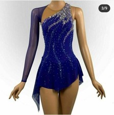 Ice skating dress Competition Figure Skating Twirling Costume blue