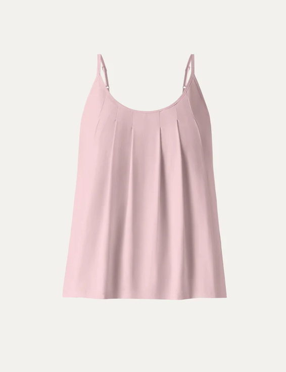 OGL U-Neck Pleated Spaghetti Bra Tank, Light Pink