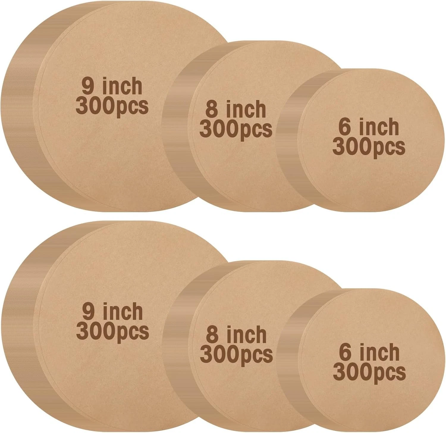 900 Pcs Parchment Paper Rounds 6 8 9 Inch Non Stick Baking & Unbleached