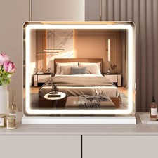 LED Vanity Mirror for Desk,w/ Dimmable 3 Color Mode,Memory Function,USB Charging