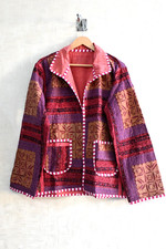 Vintage Kantha Patchwork Jacket, Handmade Indian Quilted Boho Women Coat