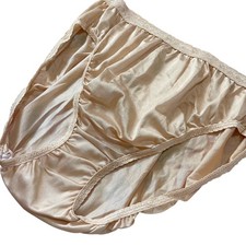 VTG Hanes Sheer Panties Shiny Nylon Gusset Lace 10 Granny 15763 nude tan skin