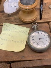 Elgin Railroad Pocket Watch 18s 17J Grade 240 Lever Set Nickel Case Train Engrav