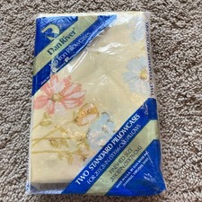 1970s 2 NOS Standard Pillowcases DAN RIVER Percale USA Made Flowers Yellow