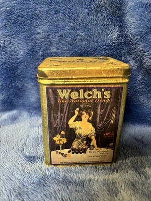 VINTAGE KITCHEN 4 1/2'' HIGH  WELCH'S NATURAL DRINK TIN BOX CAN *EMPTY*