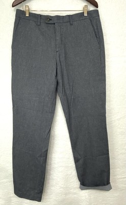 Ted Baker London Mens Size 34R Trousers Pants Blue Gray Textured Weave w/cuff s