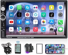 Pantalla Radio Para Carro Auto Con Camara De Reversa Retroceso Bluetooth