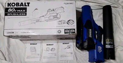 Kobalt 80v Max Lithium Ion 630 CFM Brushless Cordless Leaf Blower Tool Only