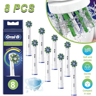 For Oral-B Cross Action 8 pcs Replacement Electric Toothbrush Heads Set